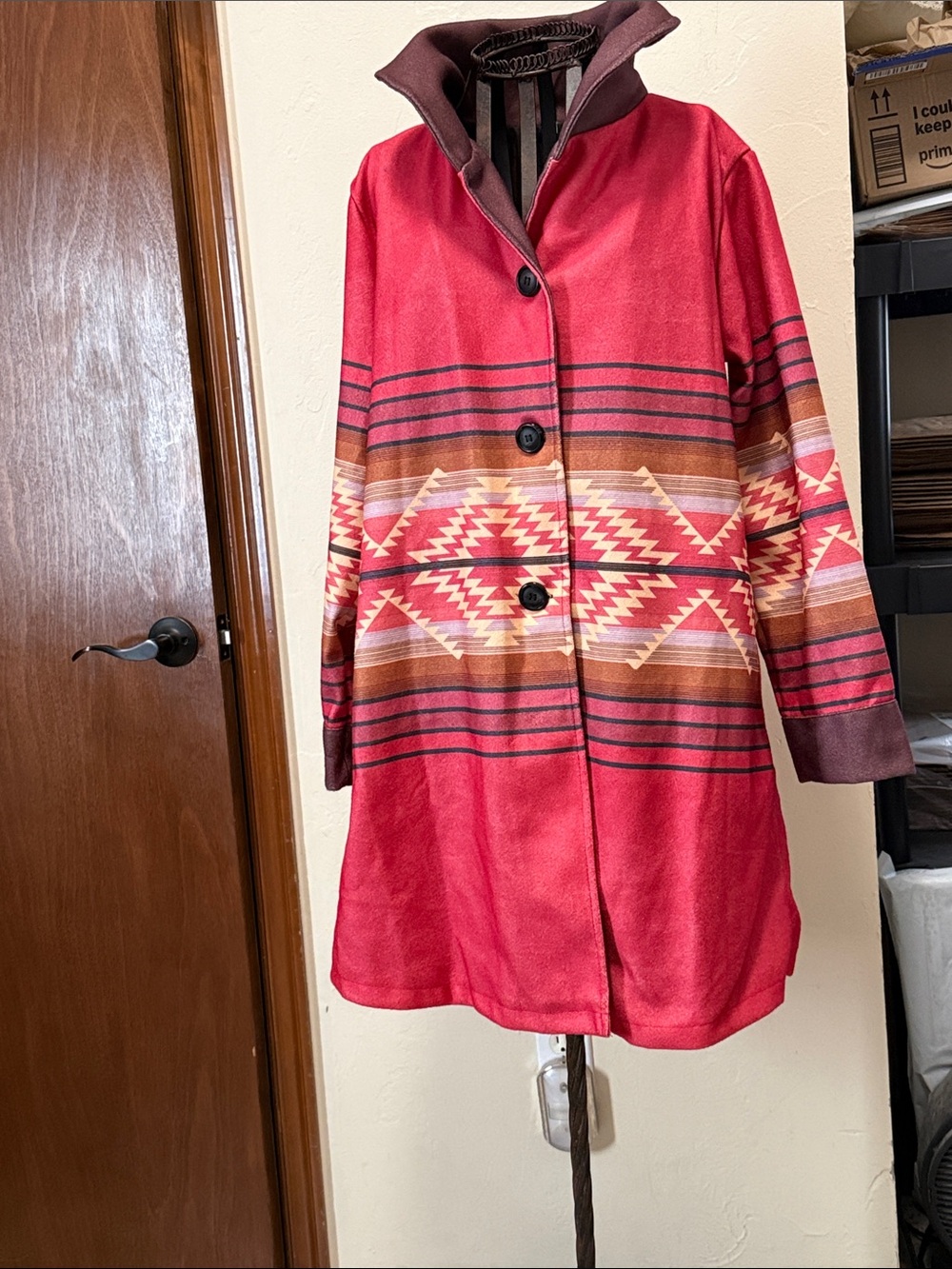 Red Southwestern Pattern Coat